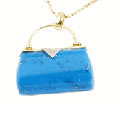 Diamond and Turquoise Handbag Pendant