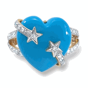Diamond Heart and Shooting Star Turquoise Rings